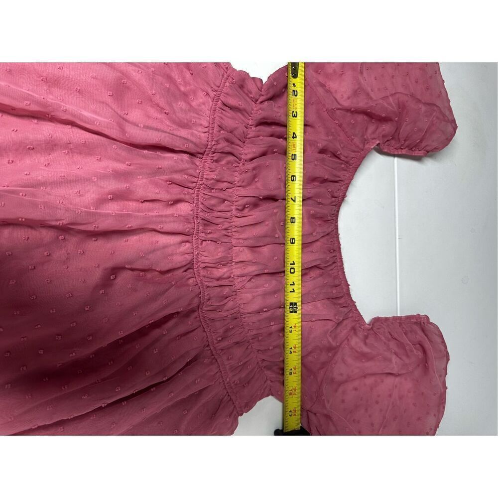 Nevena Rae Swiss Dot Ruffle Trimmed Mini Dress Dust Pink Size L Lined See Notes - Picture 8 of 16